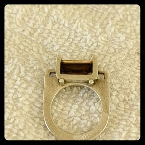 Custom made silver/gold modern ring with purple st